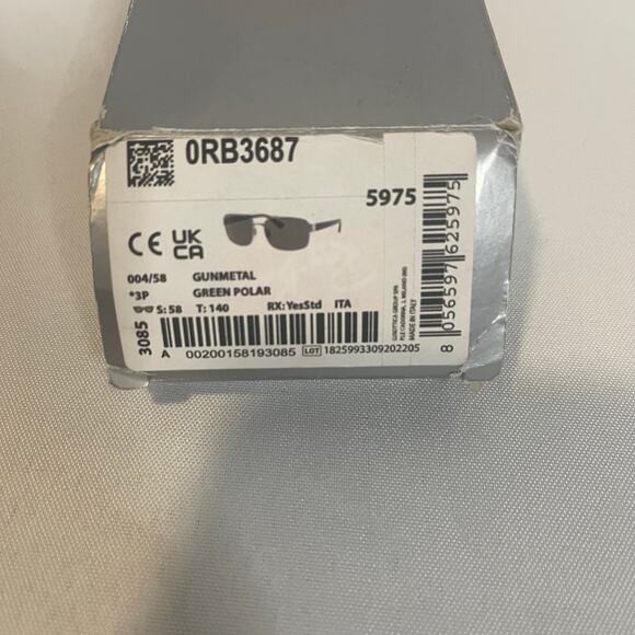 Ray Ban New in box 0RB3687 Gunmetal Green Polarized sunglasses - Picture 2 of 7